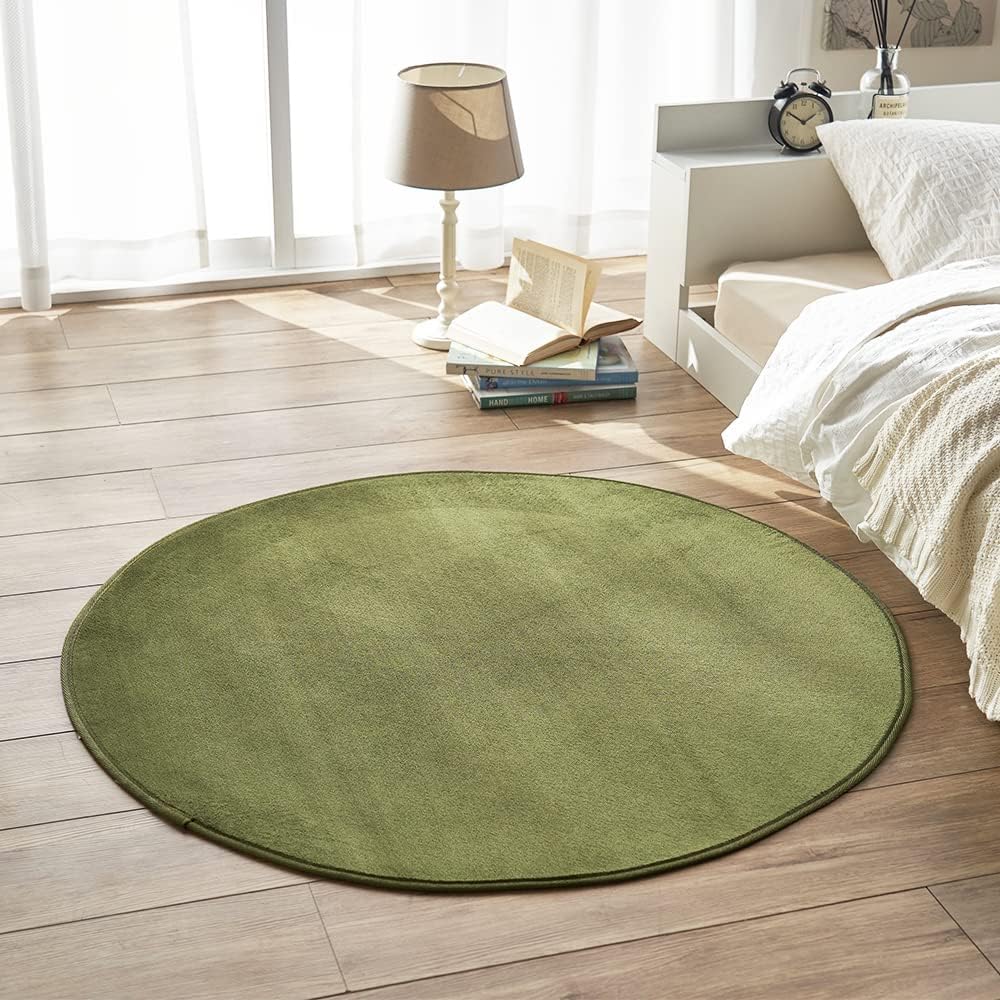 Detalle de Iris Plaza 56296023 Round Flannel Rug, 140 x 140 cm, Green, Washable