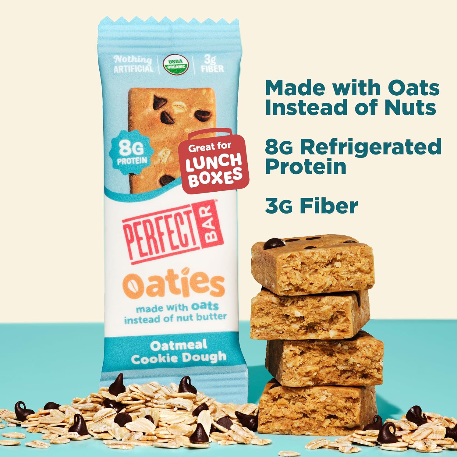 Detalle de Perfect Bar Oaties Oatmeal Cookie Dough Protein Bars, 1.83 oz, 12 Count