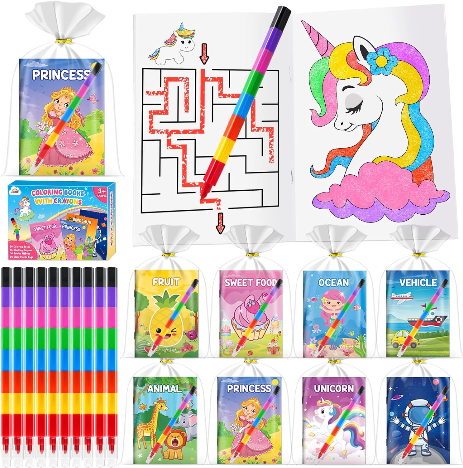 Imagen de ZMLM Party Bag Fillers for Kids – 36 Pack Mini Colouring Books & Crayons en OfertitasTOP