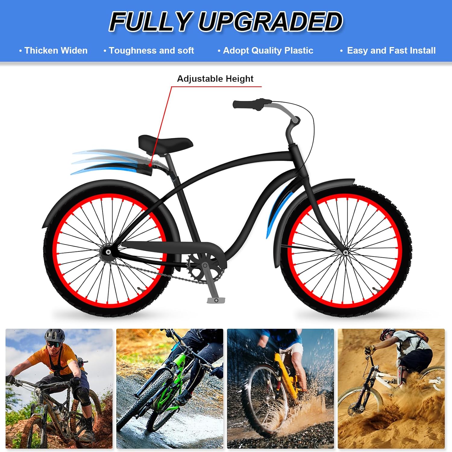 Thumbnail 3 de Ledeak Bike Mudguard Set: Portable Adjustable Front and Rear Fenders for MTB and Road Bikes