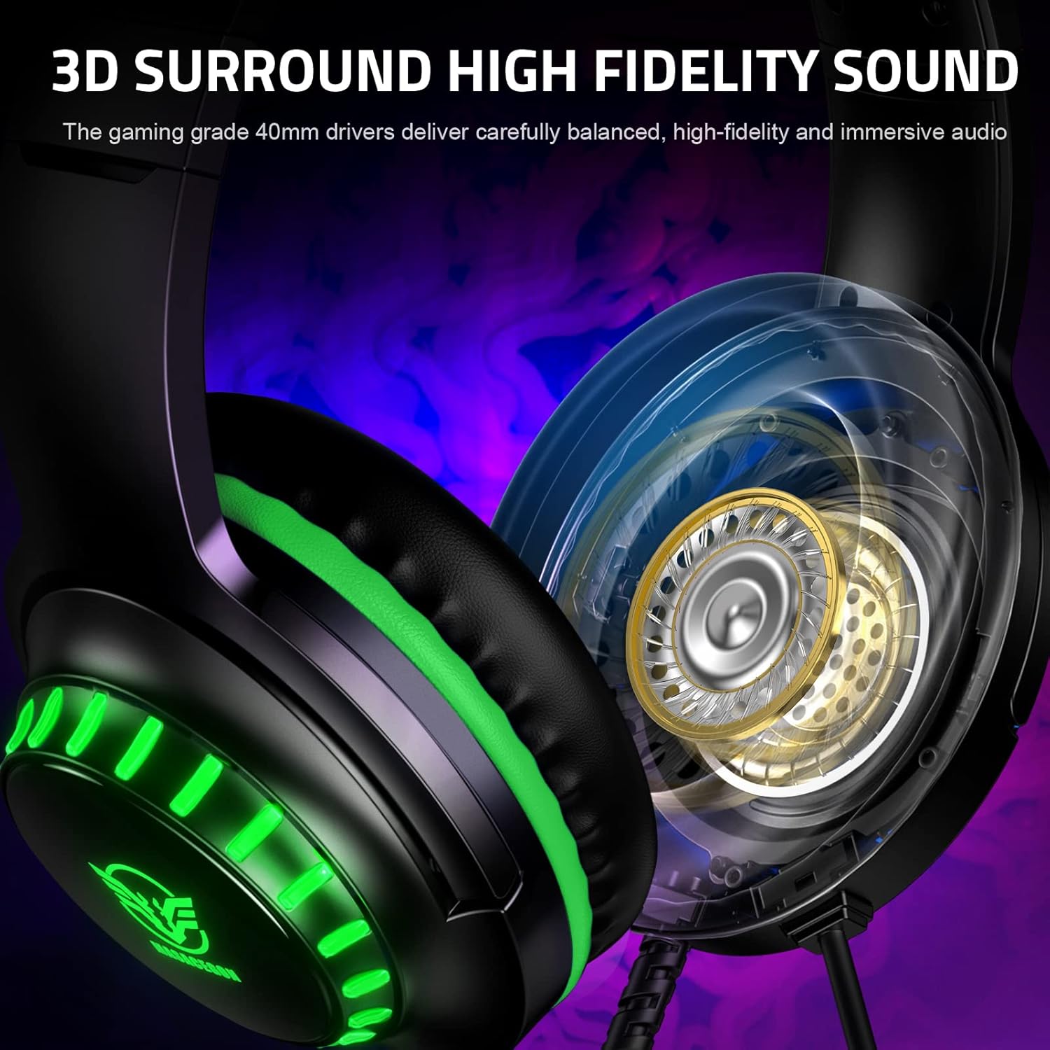 Detalle de Pacrate Gaming Headset mit Mikrofon