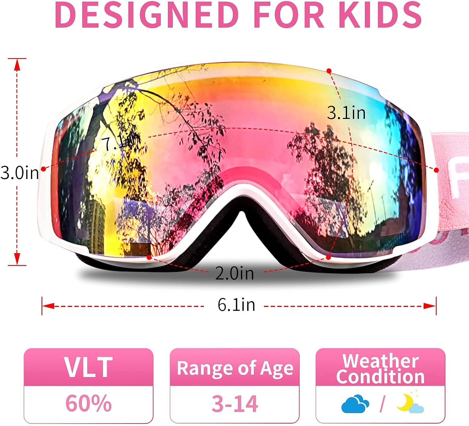 Detalle 2 de Freela Kids Ski Goggles TPU Frame