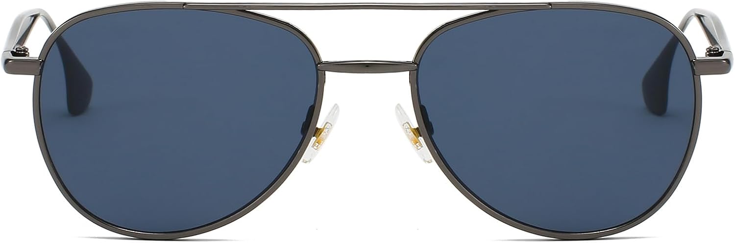 Detalle de LJCZKA Retro Pilot Sunglasses – 70s Double Bridge Metal Frame UV400