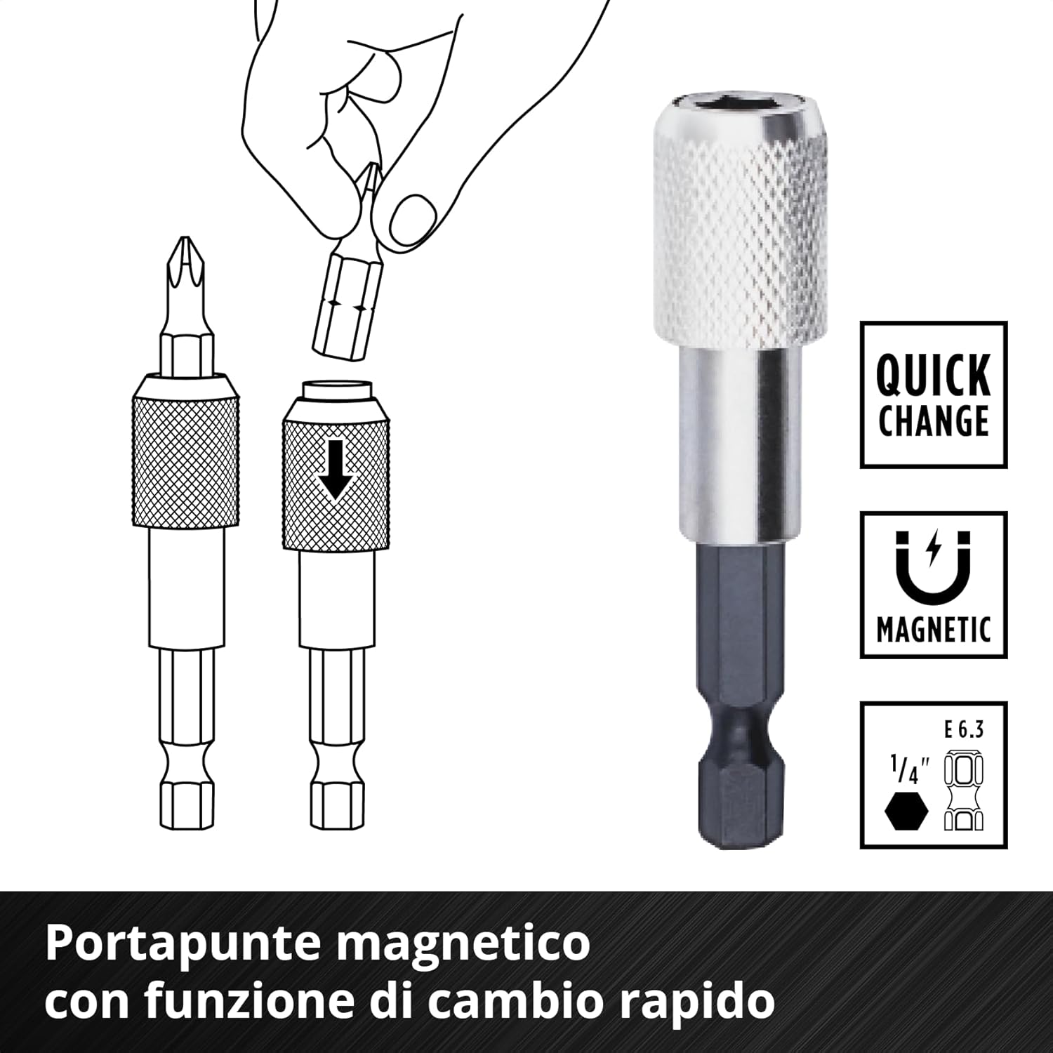 Detalle de Set punte Einhell XS-CASE 32 pezzi: punte 25 mm, portapunte rapido e adattatore 1/4" in un astuccio robusto