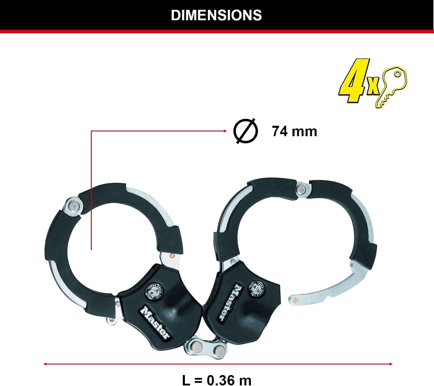 Thumbnail 5 de Master Lock Antifurto per Bicicletta 8200EURDPRO – Manette e Serratura a Chiave, 36 cm