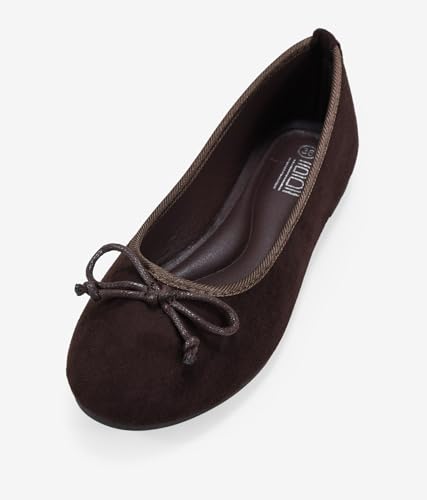 Detalle 2 de BOSANOVA Bailarinas Planas de Ante Vegano para Mujer, marrón, talla 38