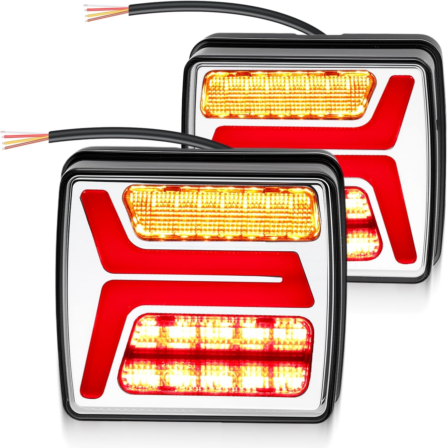 Detalle de DTEANJU 2x35 LED Luci Posteriori per Rimorchio IP67, Freno/Marcia Separati + Cavo 25 cm — Certificazione ECE R148/R10