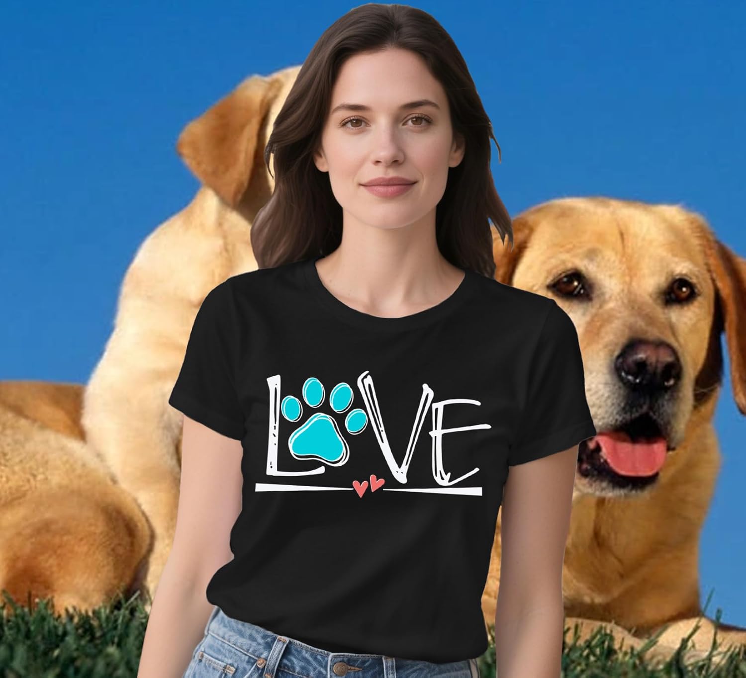 Detalle de Qskall Womens Mama Treat Dealer Dog Paw Printing Tee