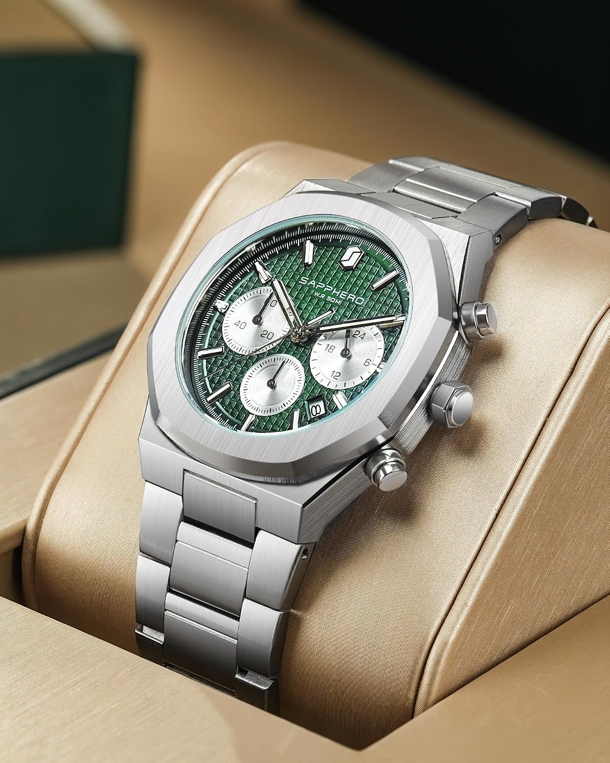 Detalle 2 de SAPPHERO 2111P Herrenquarzuhr 50M wasserdicht