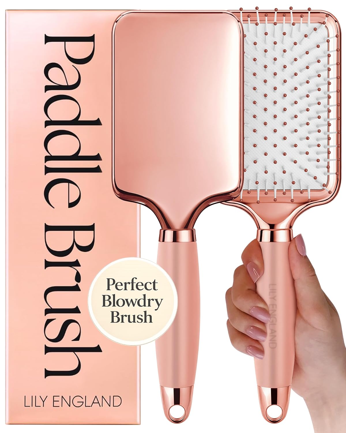 Detalle de Lily England LilyEnglandRoseGoldPaddleBrush-USA Paddle Hairbrush for Blow-Drying