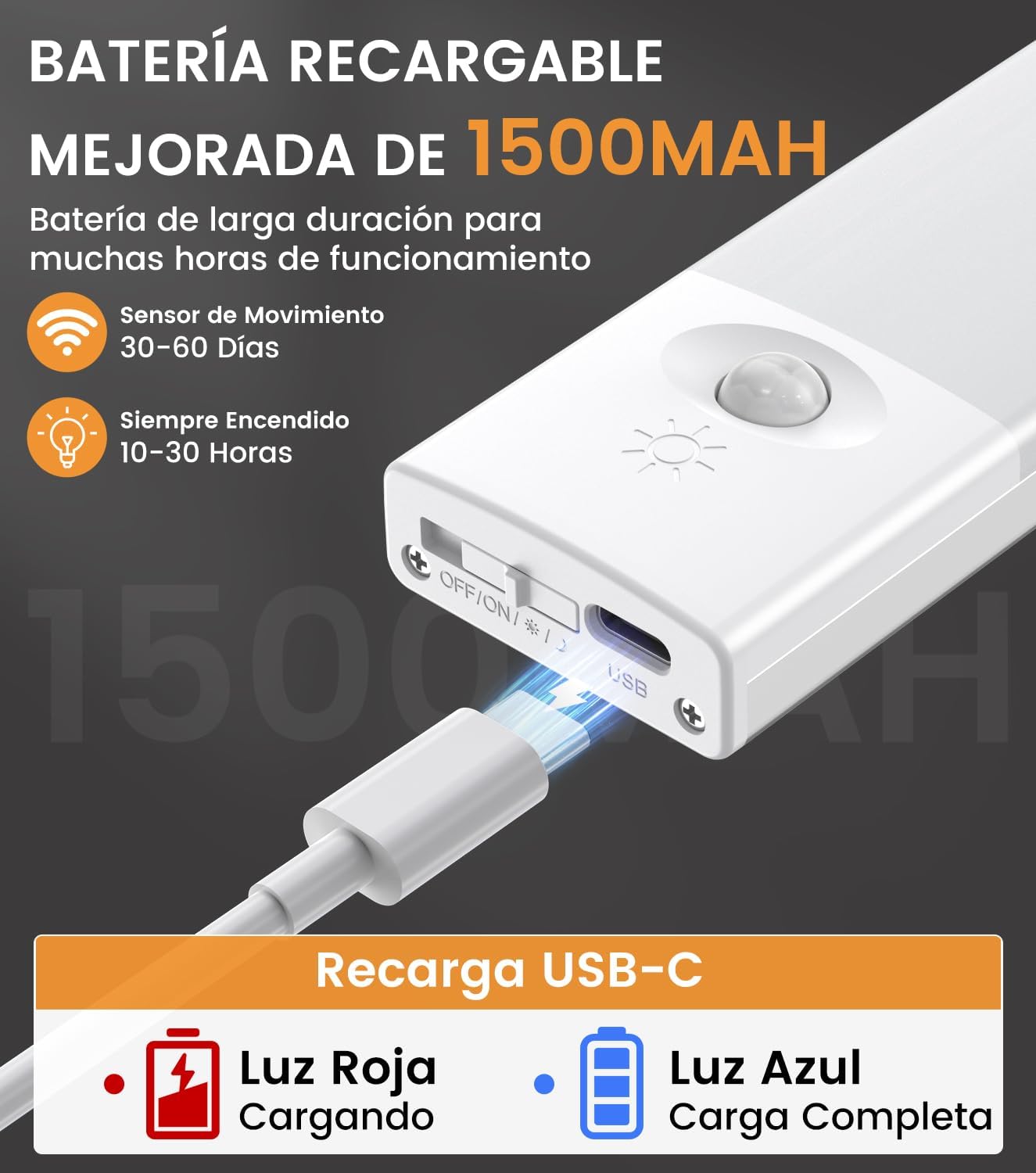 Thumbnail 3 de YOOKESEN Luz LED con Sensor de Movimiento 78 LEDs, Recargable🔦 2 Piezas