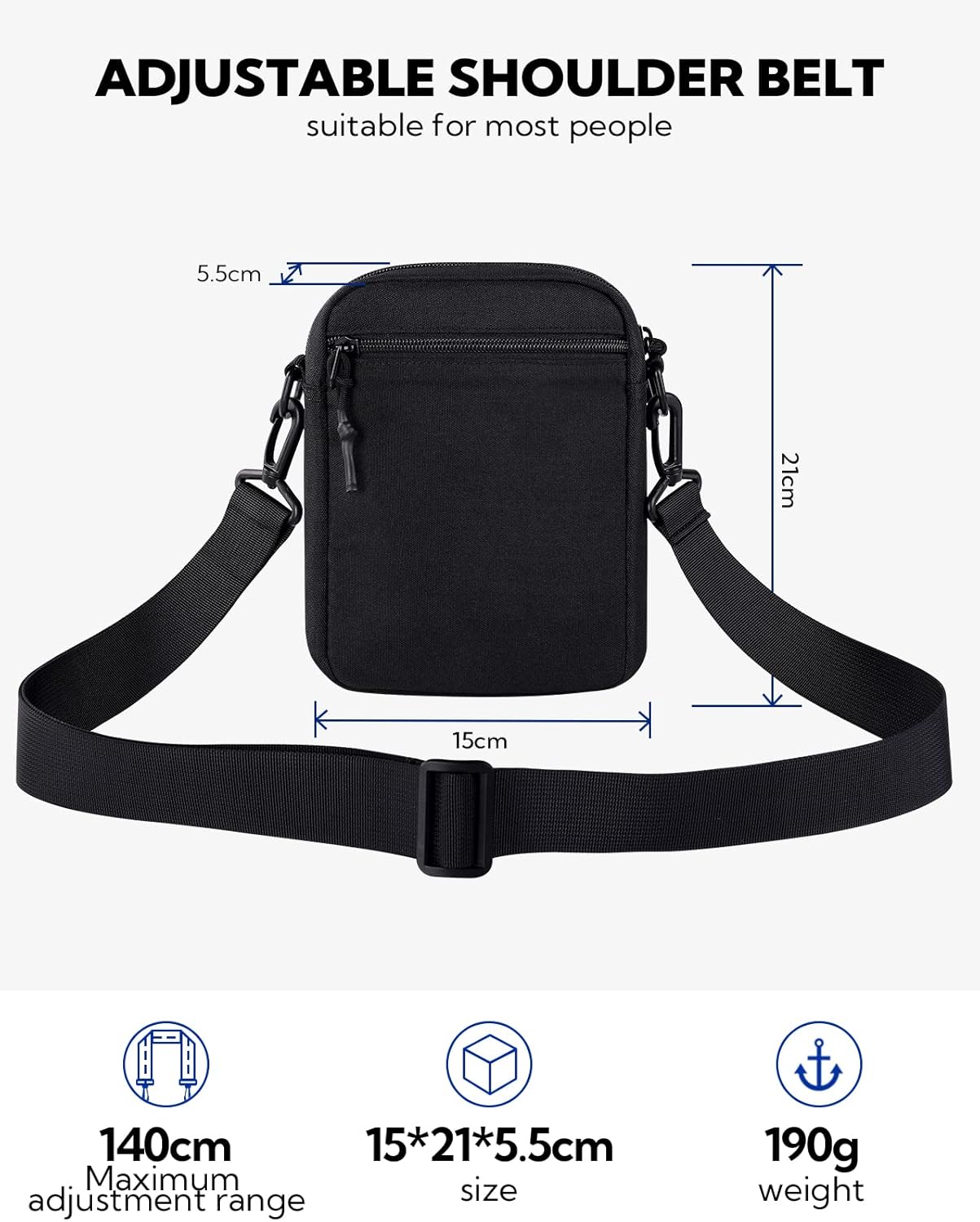 Thumbnail 3 de WATERFLY Umhängetasche Schultertasche Messenger Bag – kompakte Nylon-Tasche für Alltag und Reisen