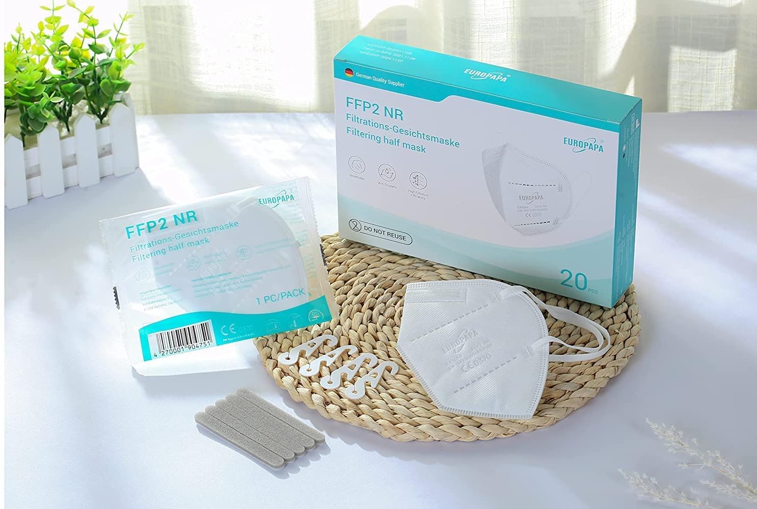 Detalle de EUROPAPA FFP2 Maske „Europapa“ (Unisex) im 20er Pack – FFP2 nach EN149:2001+A1:2009