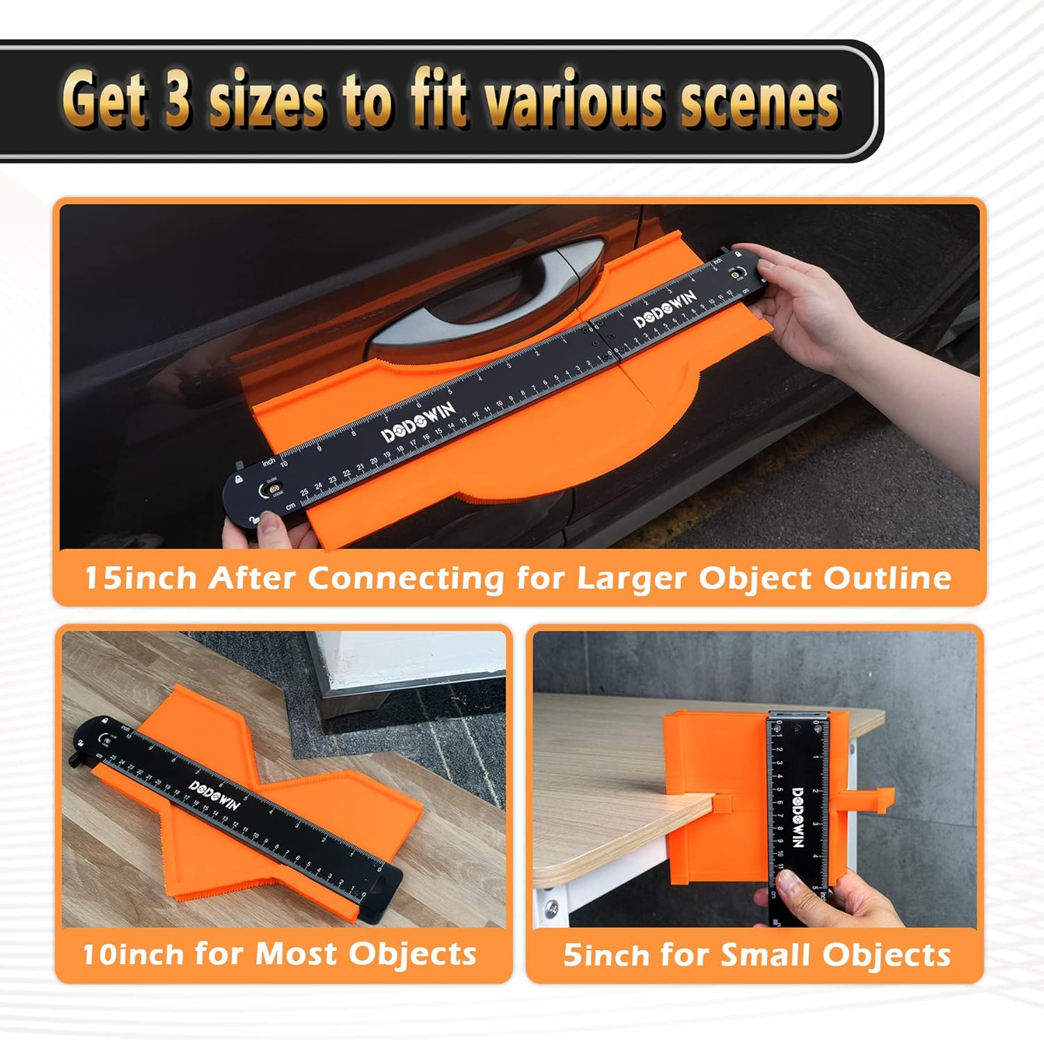 Detalle 2 de DODOWIN Connectable Contour Gauge Profile Tool (3 sizes) for measuring and copying shapes