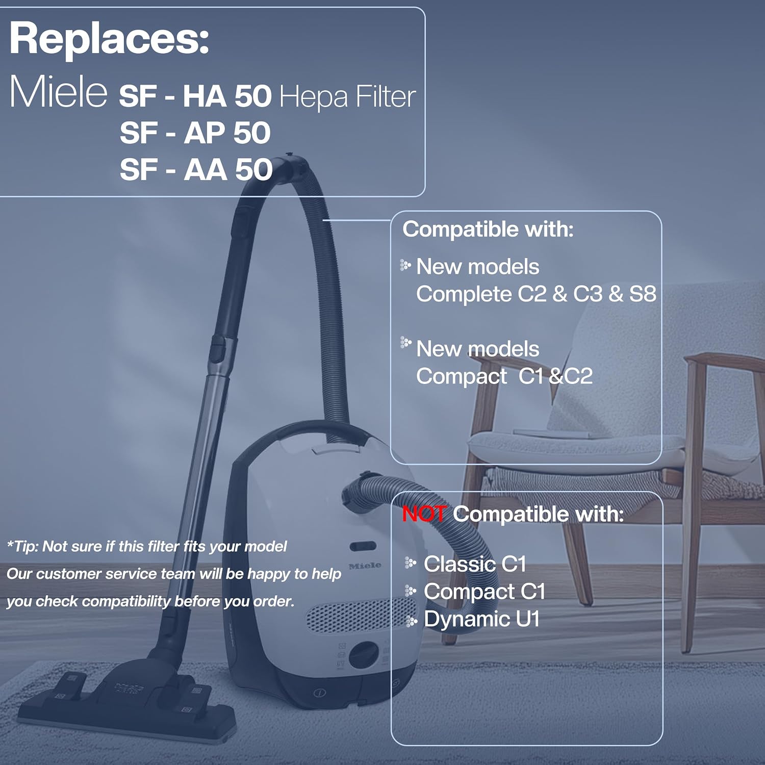 Detalle de Miele S8340 3 HEPA filters for vacuum cleaners