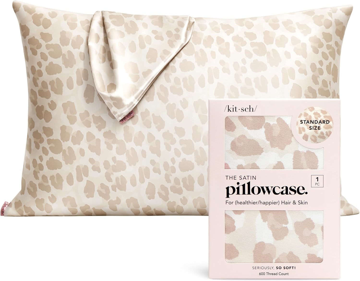 Detalle de Kitsch 2 Satin Pillowcase with Zipper, Standard 19 x 26 in, Leopard