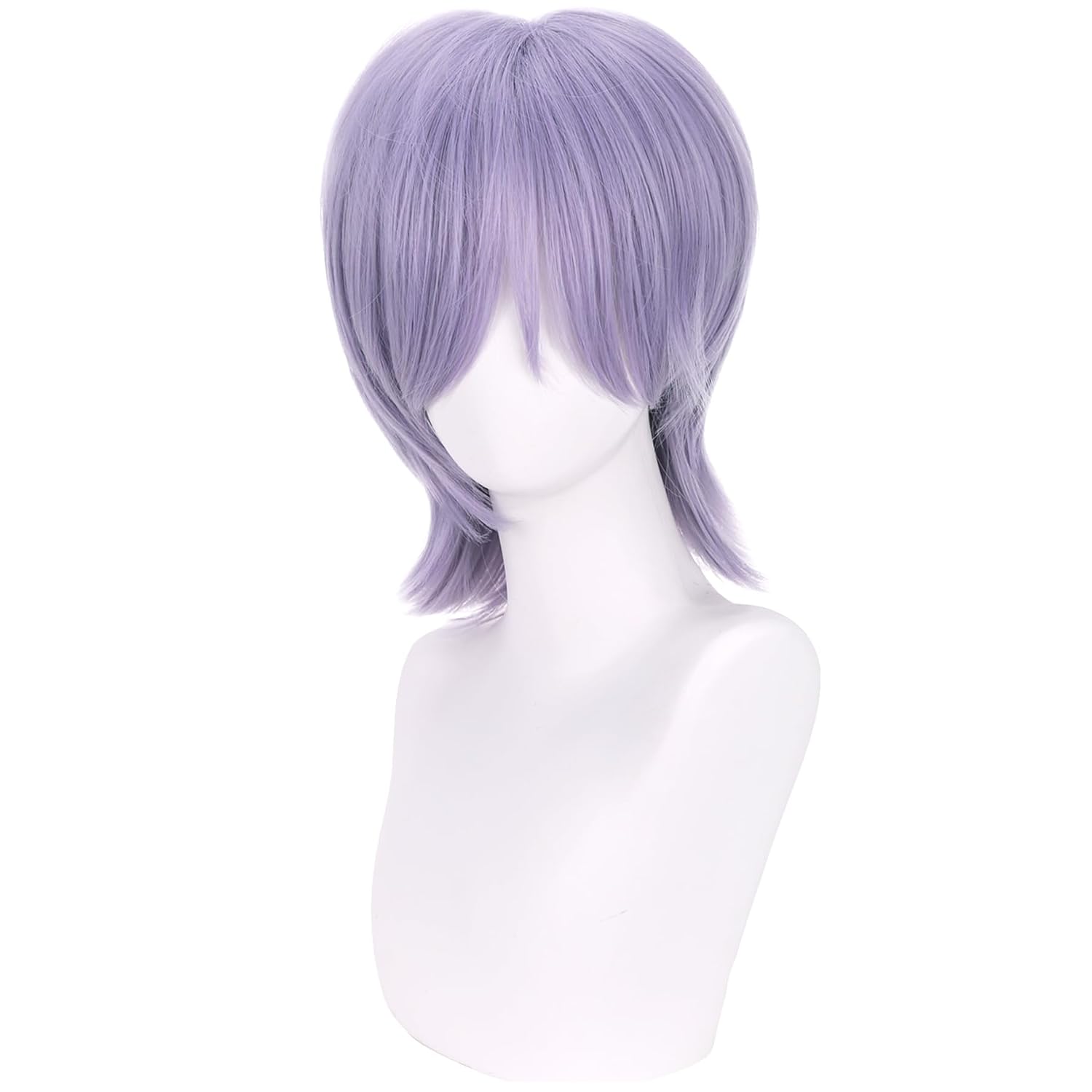 Detalle 2 de WTHCOS Short Purple and Gray Wig, Heat-Resistant Synthetic Fiber