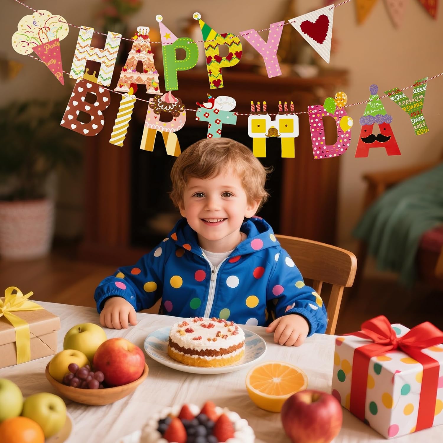 Thumbnail 4 de Happy Birthday Girlande von SUNBEAUTY mit 15 Alphabet-Karten und ca. 2 m Schnur (bunt)