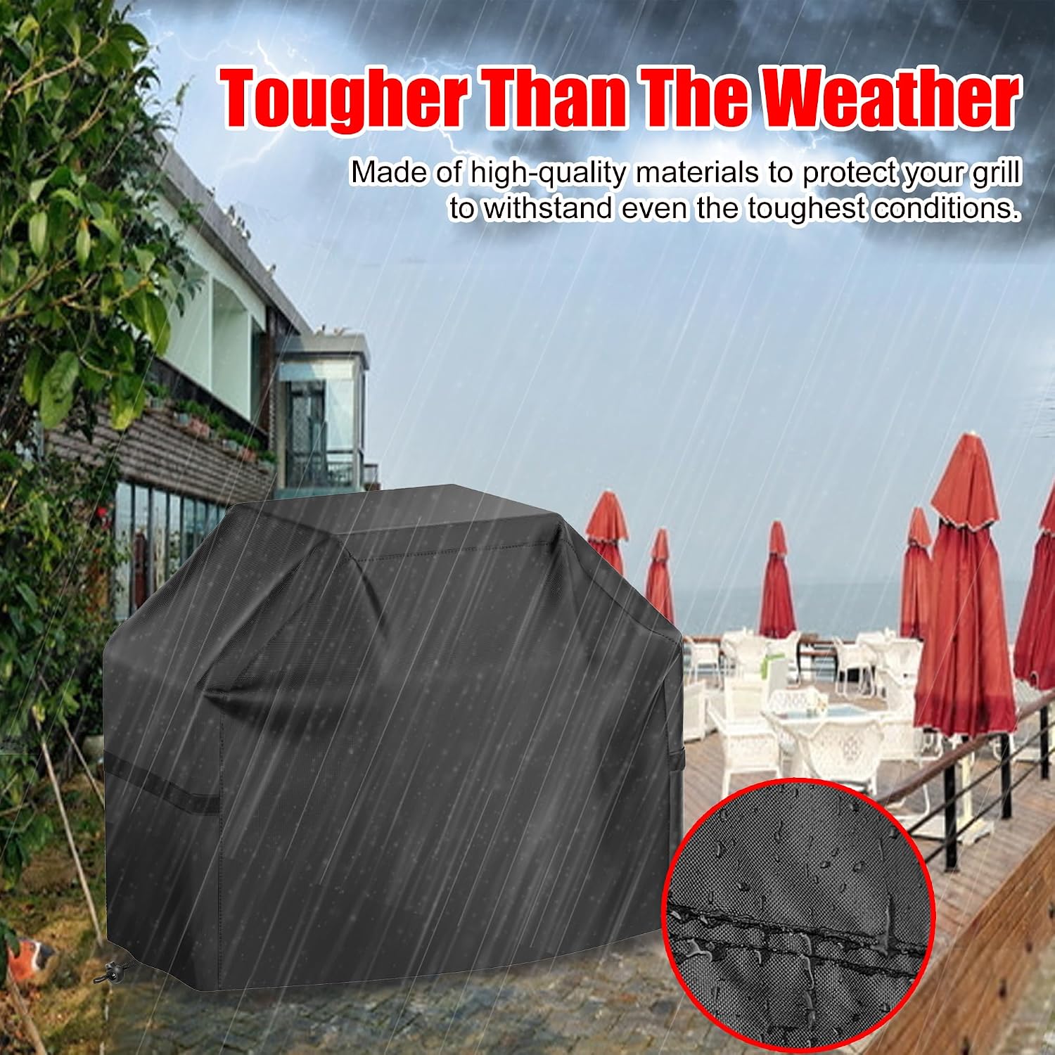 Detalle 1 de VIBOOS grill-cover 60-Inch BBQ Grill Cover, Waterproof Oxford Cloth