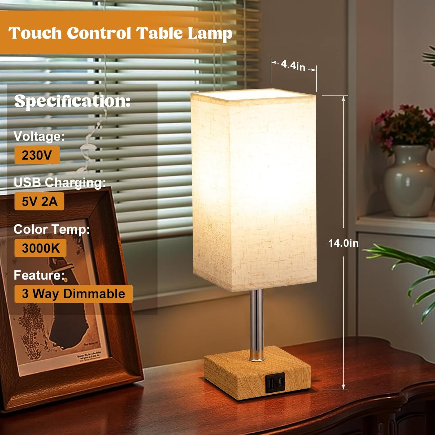 Thumbnail 6 de Aooshine Bedside Lamp with USB A+C ports