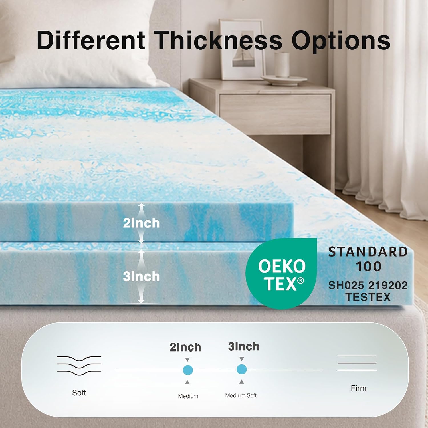 Detalle 1 de Novilla Memory Foam Mattress Topper, California King
