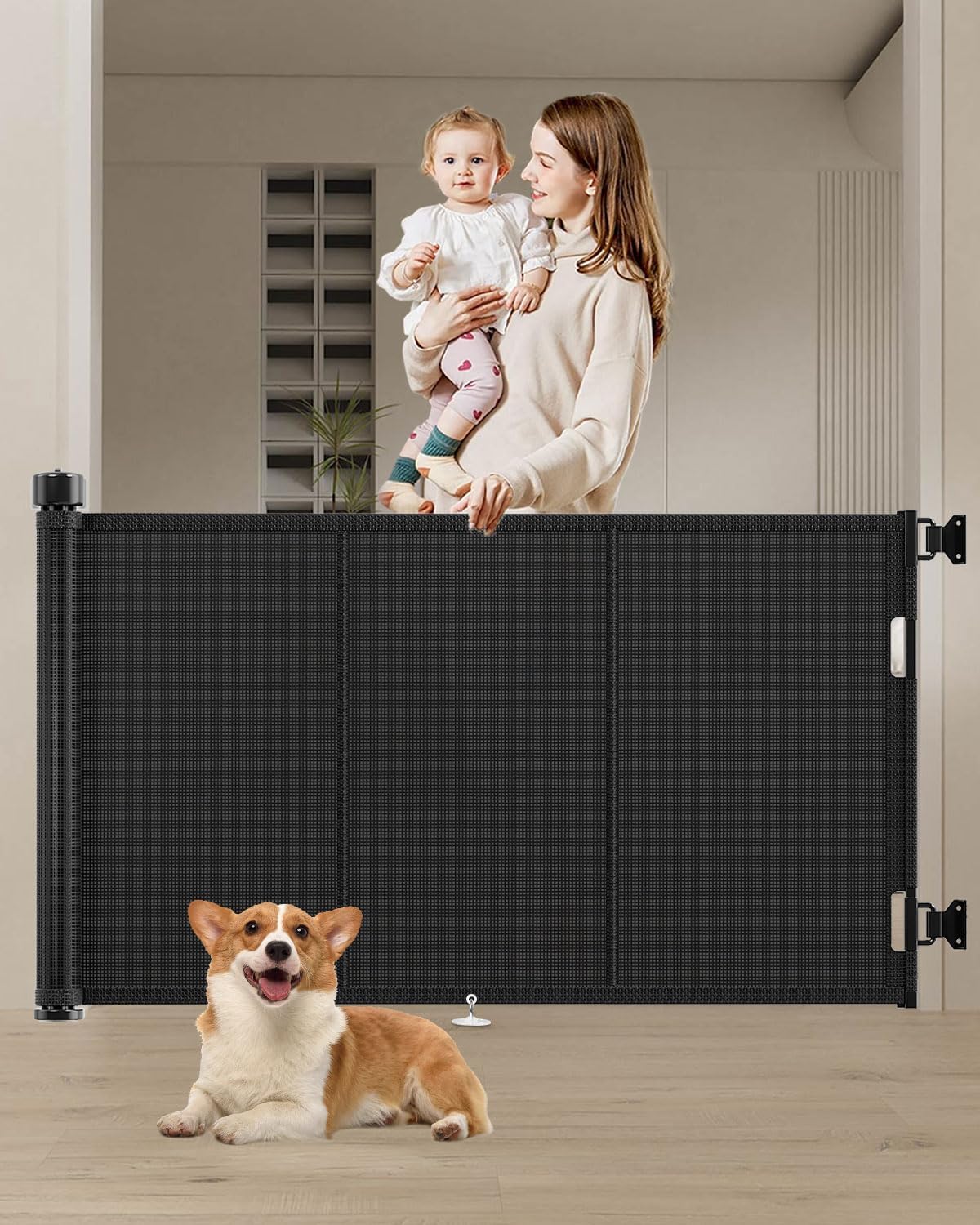 Detalle de Miumoon 71in Retractable Baby Gate 34in Tall