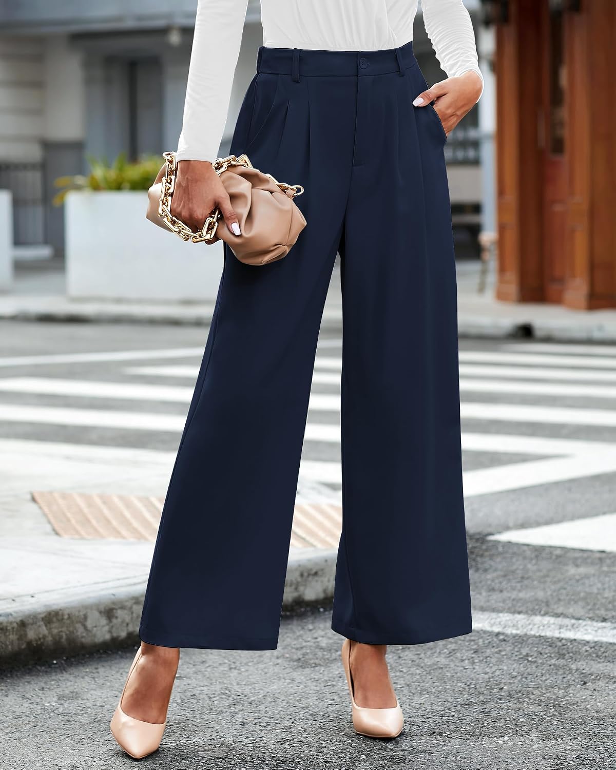 Detalle de GRAPENT Women's Wide-Leg Pants, Polyester