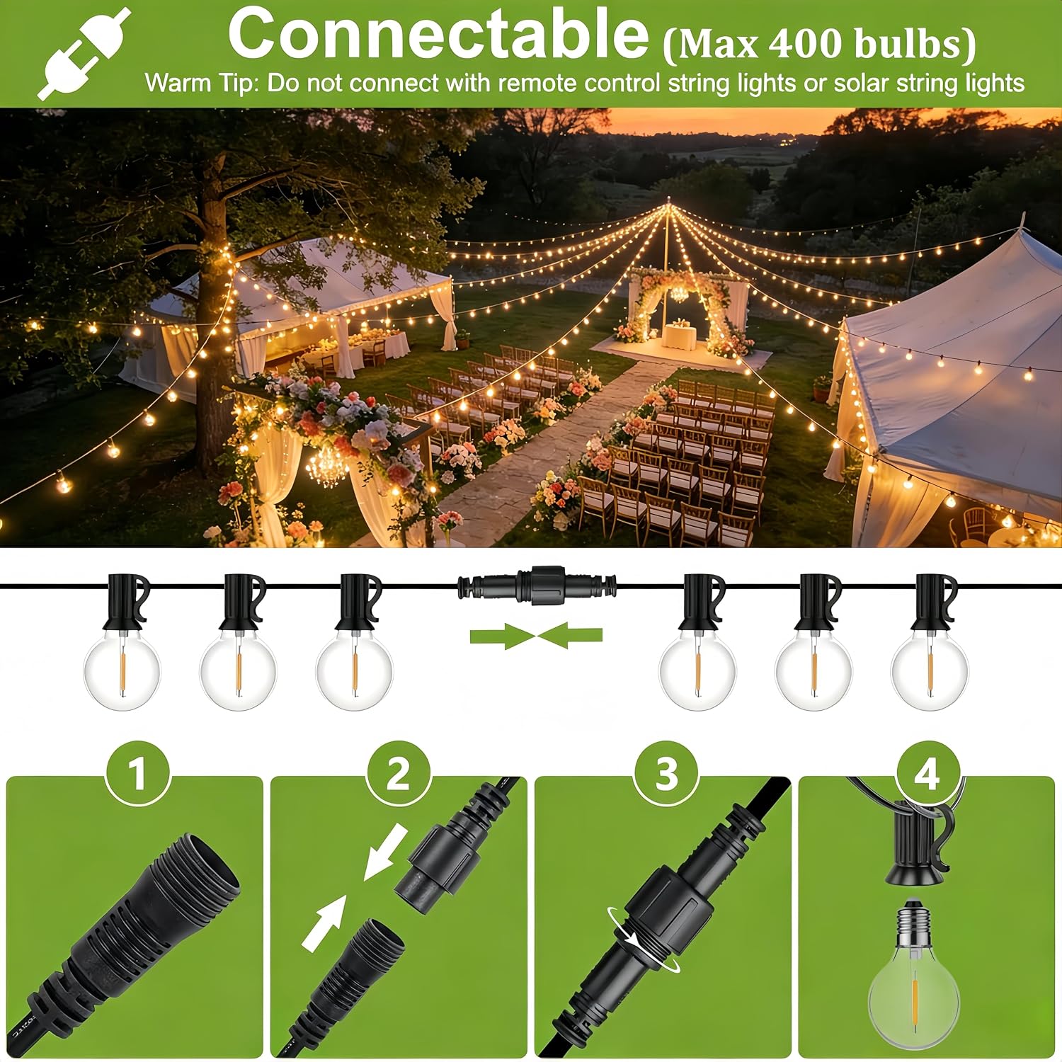 Thumbnail 6 de LaPitio Catena Luminosa Esterno 45.7M IP45 – Luci da Giardino con 75+2 LED, Bianco Caldo 2700K