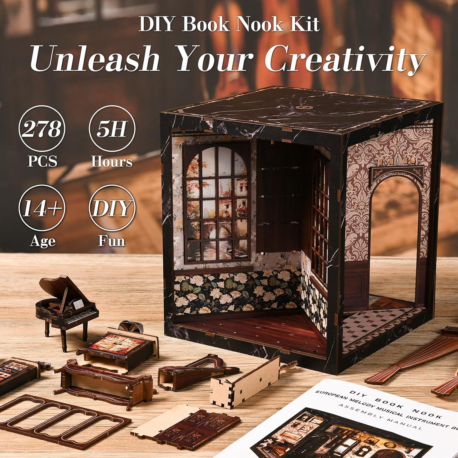 Thumbnail 4 de Kit DIY BATTREVO Book Nook « Instruments Classiques » avec LED et base motorisée