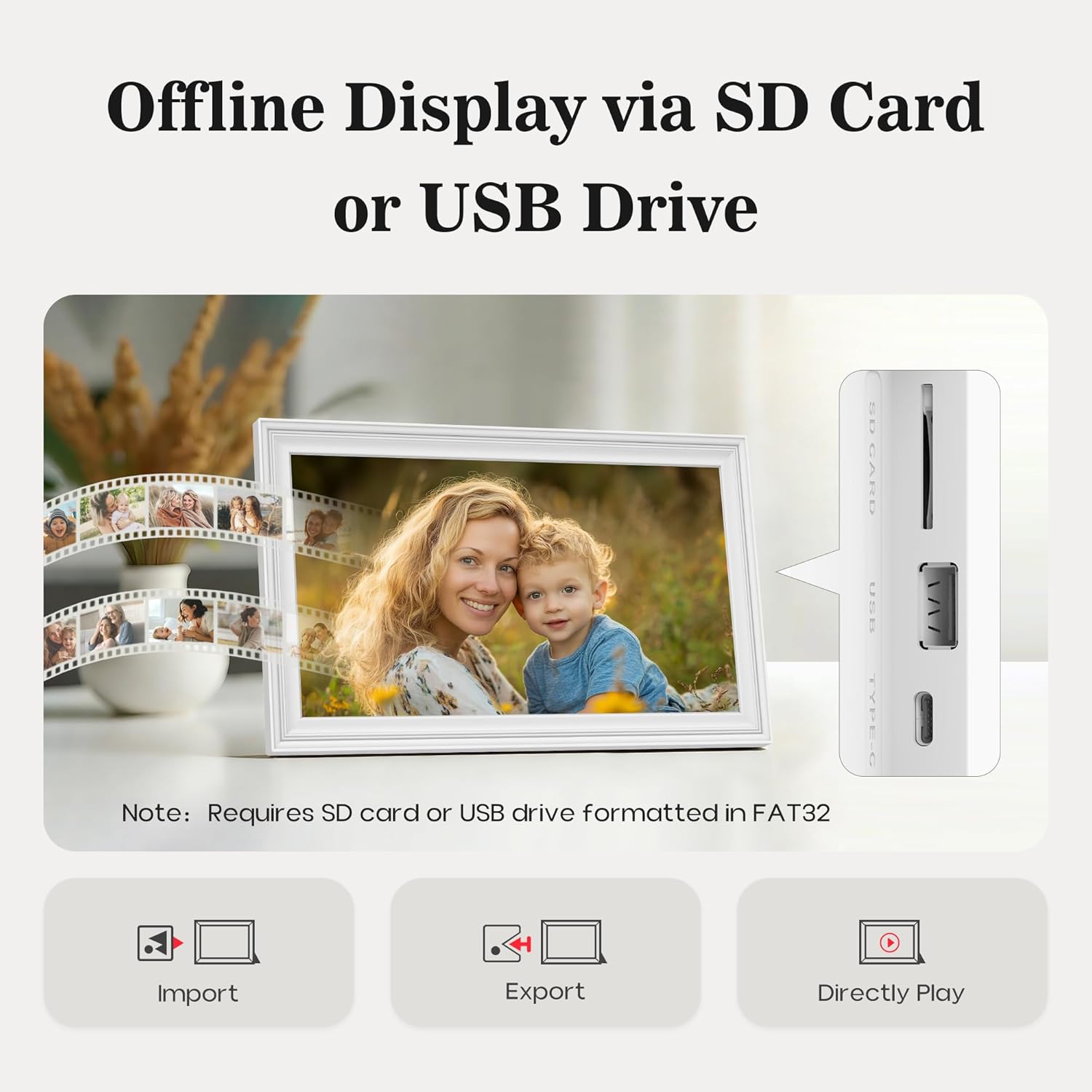 Detalle de 64GB 15.6" Frameo WiFi Digital Photo Frame with 1920x1080 IPS Touch – Wall Mountable, Auto Rotate and Video Sharing