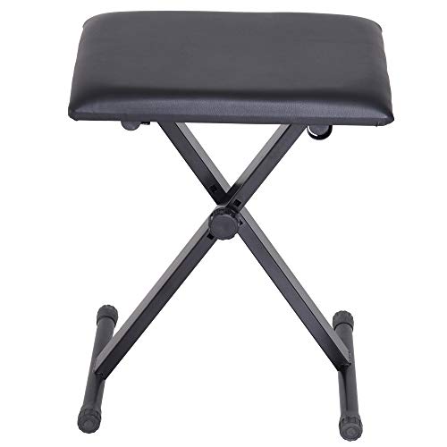Detalle 2 de HOMCOM Panca per Pianoforte imbottita regolabile Nero 39x29x47 cm