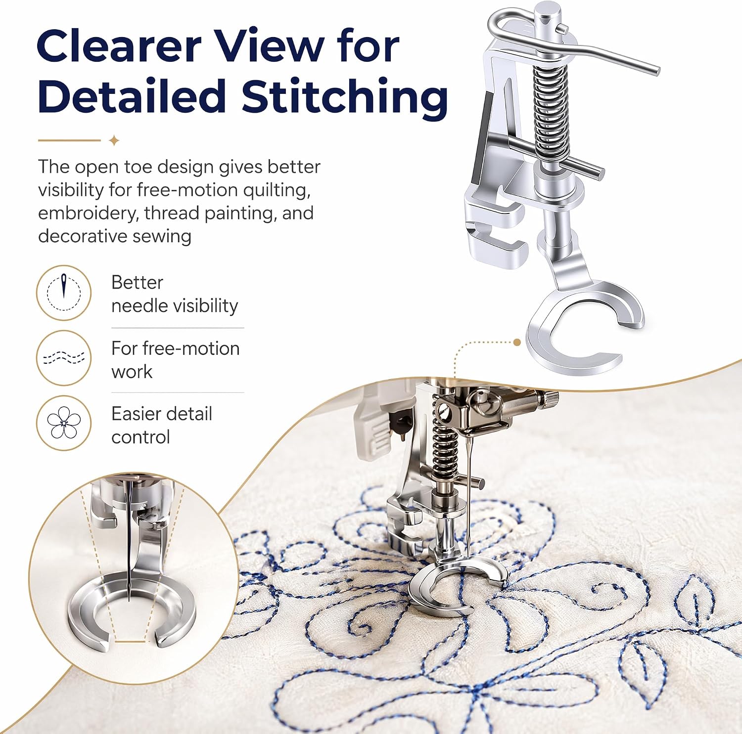 Detalle de YMXFAWO Walking Foot Quilting Presser Foot Set, 3 Pieces for Low-Shank Machines