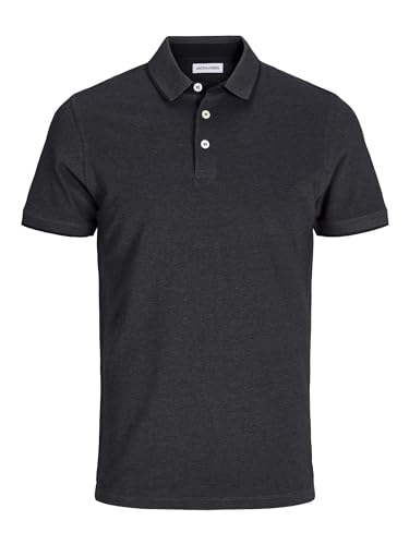 Detalle de JACK & JONES Jjepaulos polo de hombre en algodón 100% (dark grey melange, entallado) – talla XL