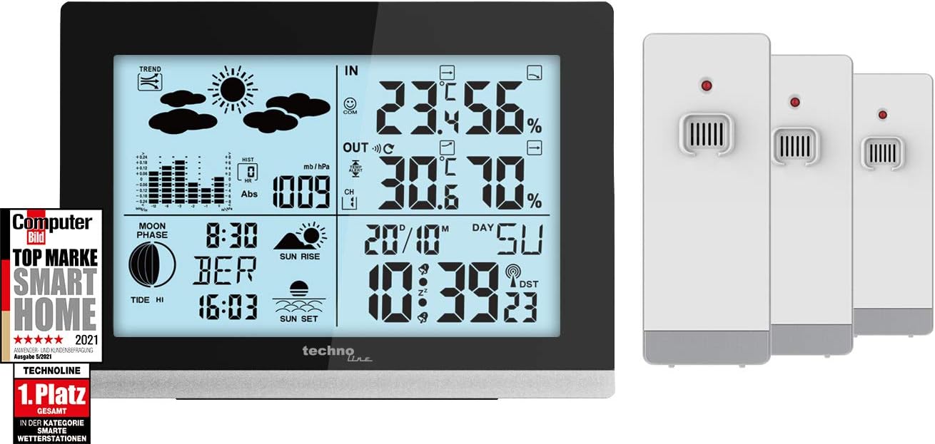 Thumbnail 5 de Technoline Station météo WS 6762 — horloge radio-pilotée avec prévisions et capteurs