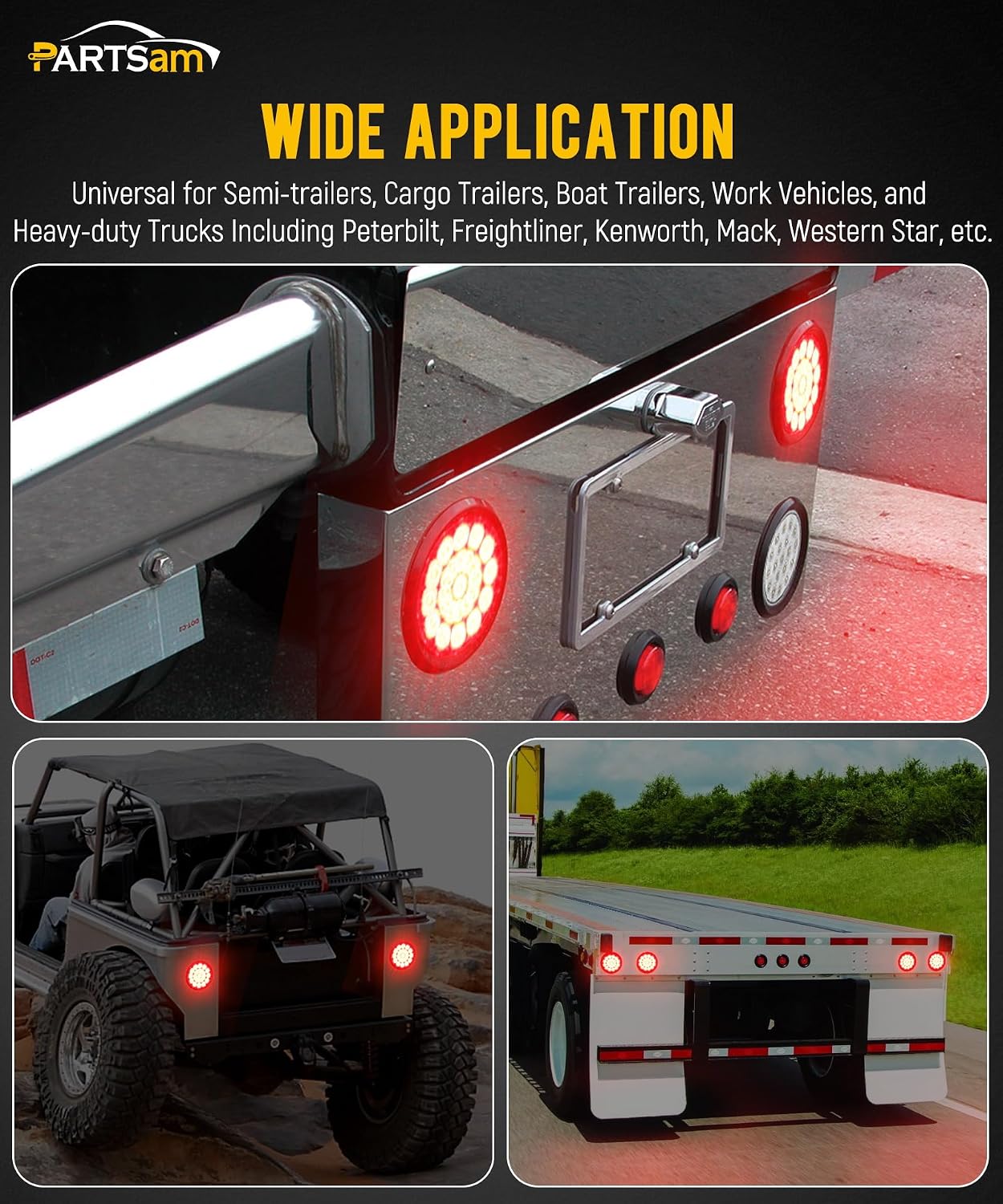 Detalle 1 de PARTSam GTCV-0652883157 4-Inch Round Red/White LED Truck and Trailer Lights