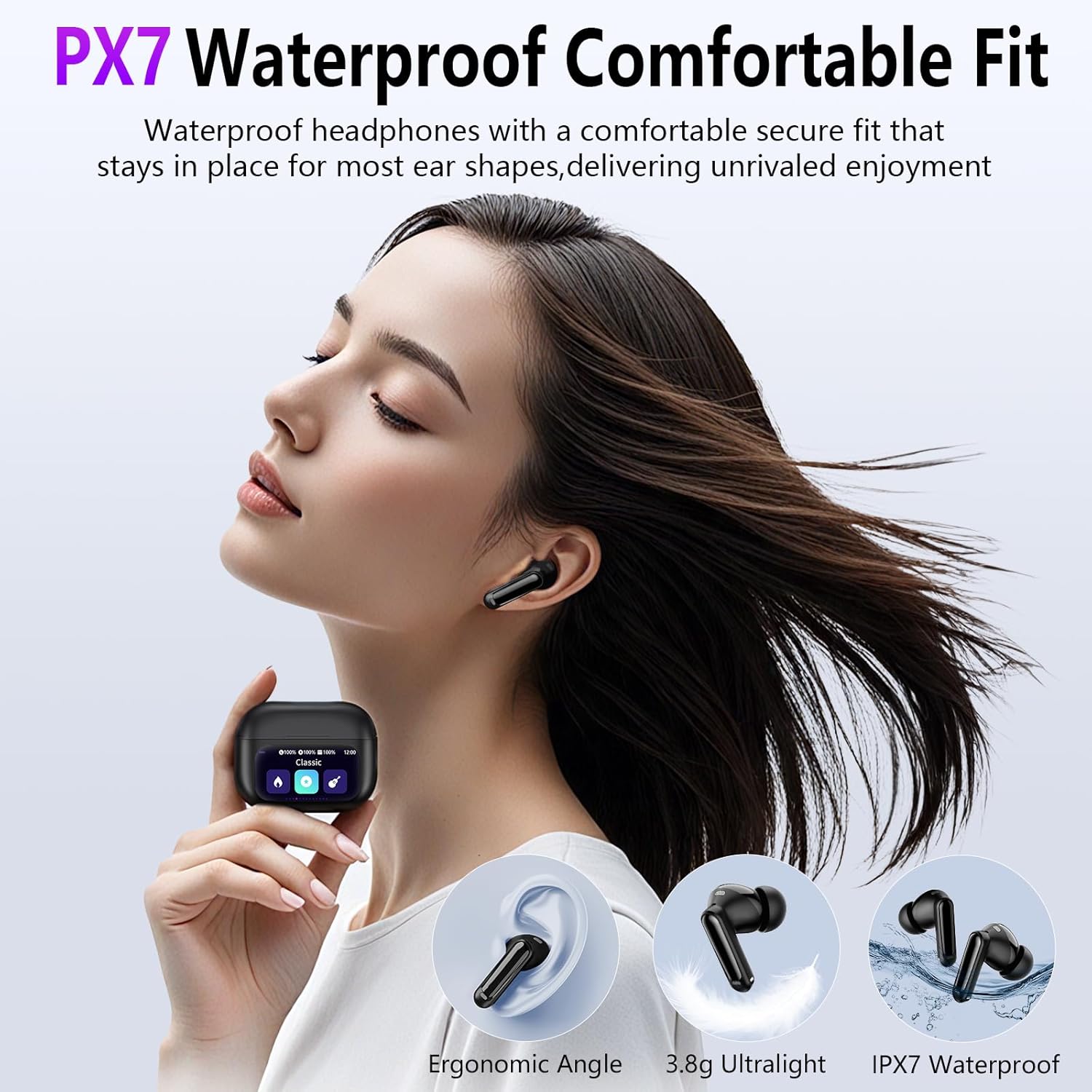 Detalle 2 de 2026 Wireless Earbuds with ANC, Transparency Mode and Touchscreen Charging Case