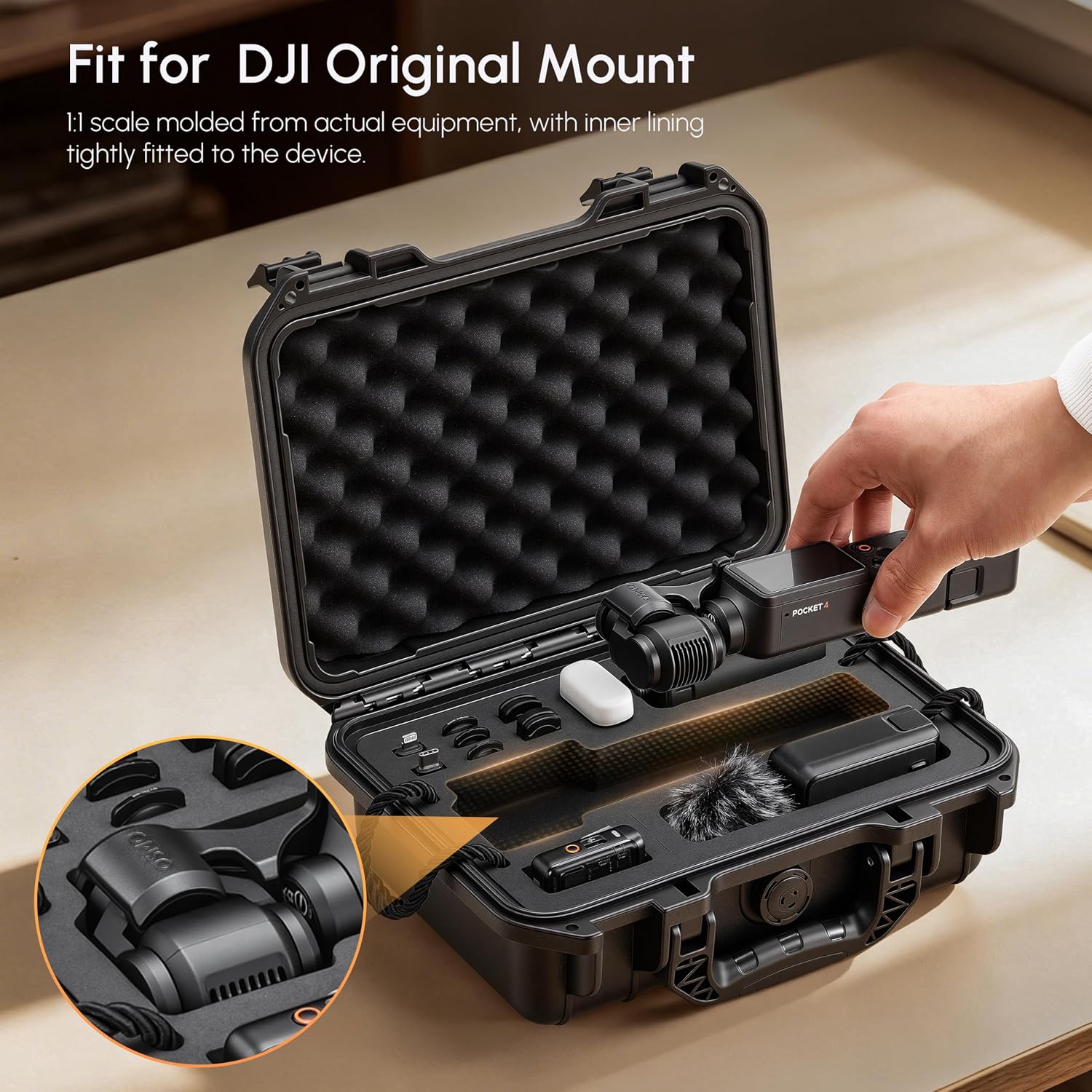 Detalle de Waterproof Hard Case for DJI Osmo Pocket 4 Creator Combo – Shockproof, 1:1 Fit