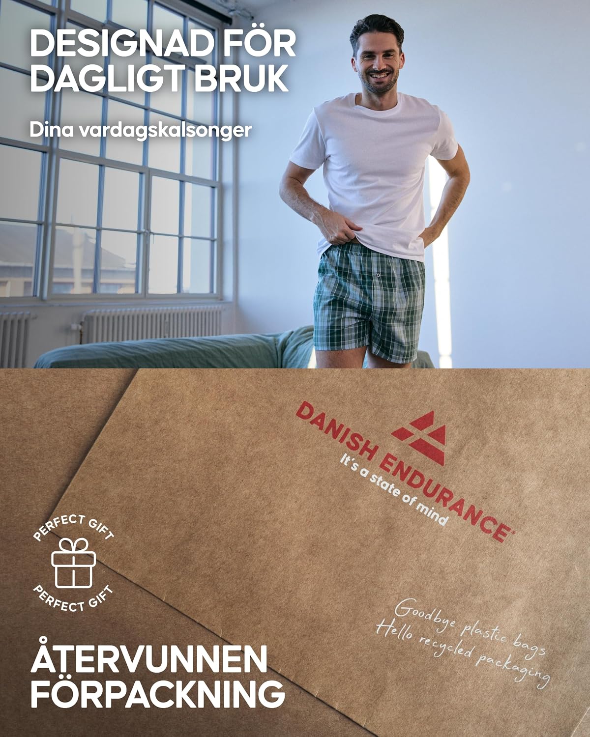 Detalle 1 de DANISH ENDURANCE vävda boxershorts i ekologisk bomull med lös passform