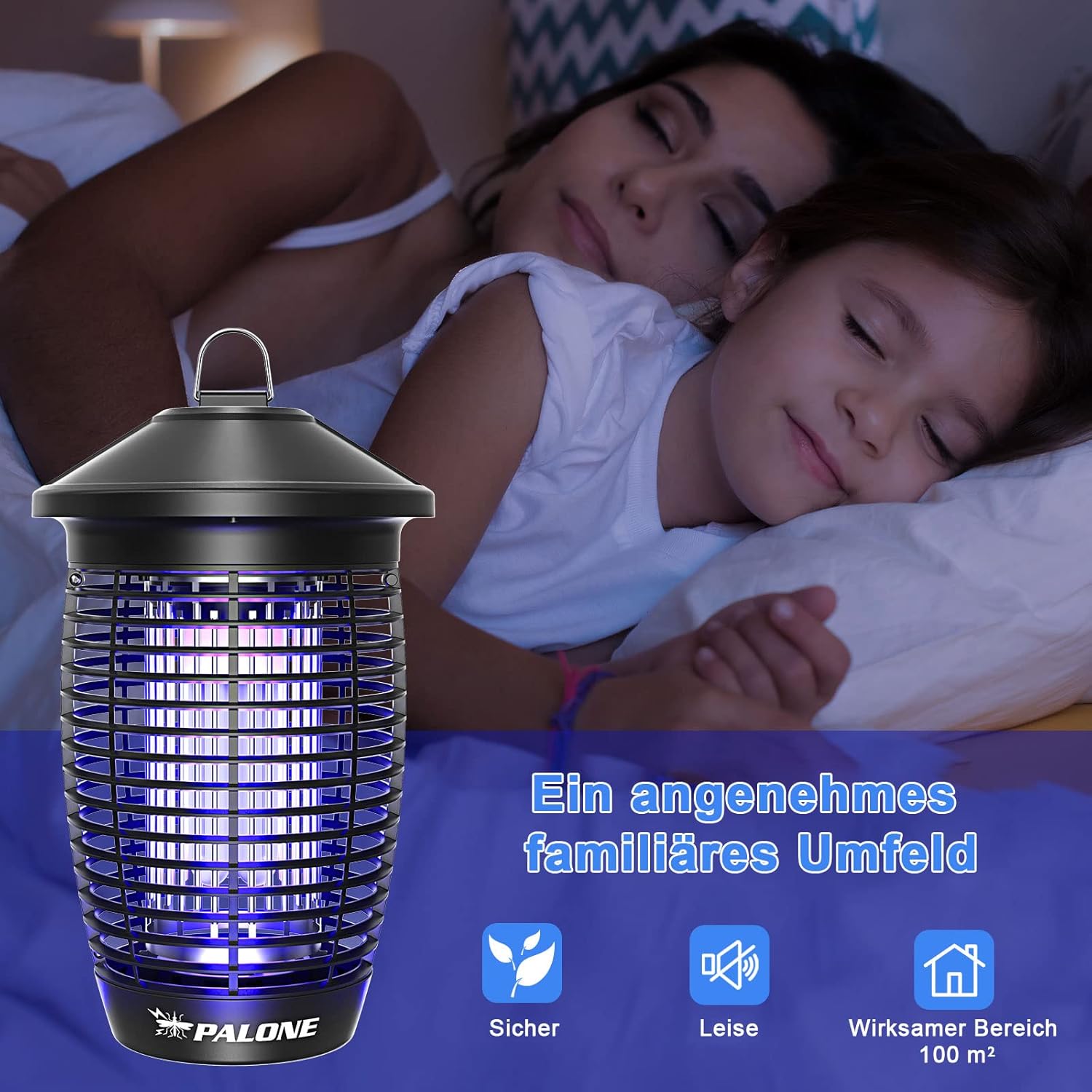 Thumbnail 6 de PALONE Elektrischer Insektenvernichter 20W/4500V – Mückenlampe mit UV-Licht, ultrasicher für Innen & Außen
