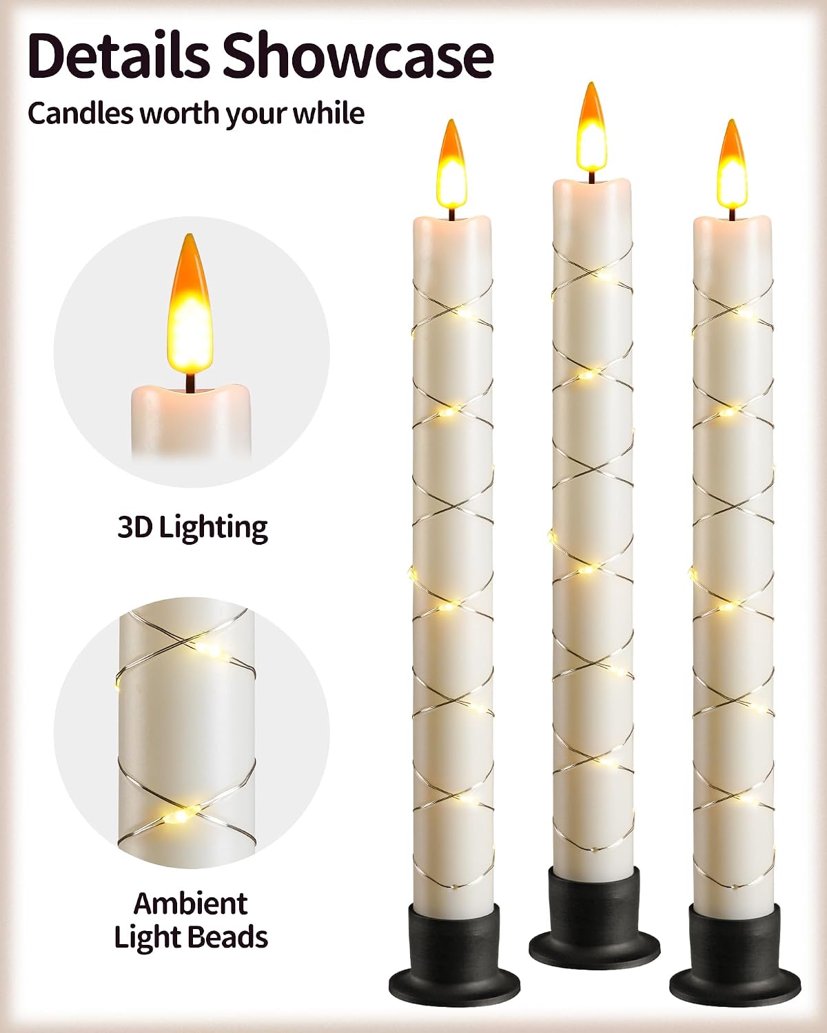 Thumbnail 1 de Da by 3 Flameless Window Candles 9.6" with Remote