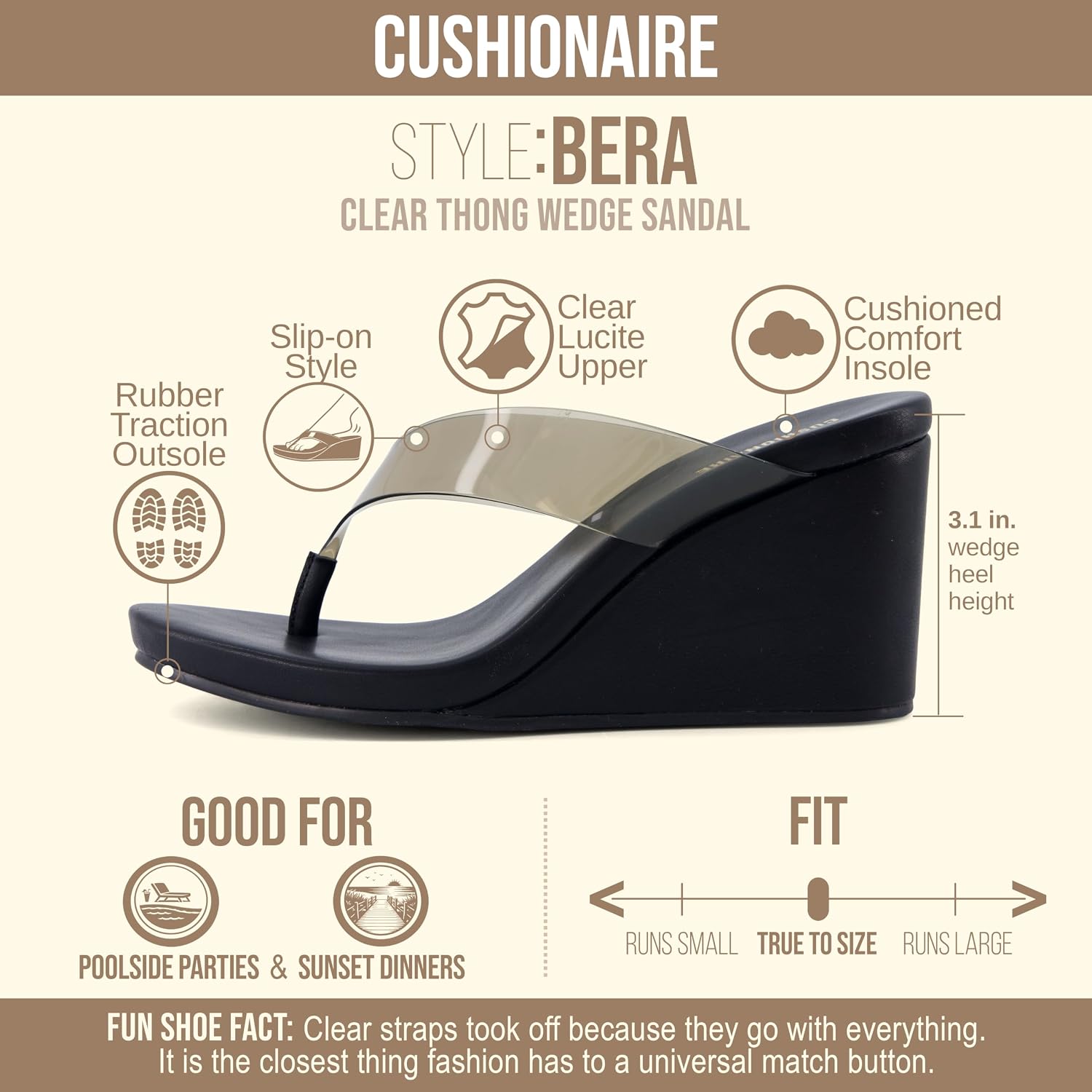 Detalle de CUSHIONAIRE Bera Platform Thong Womens Sandals
