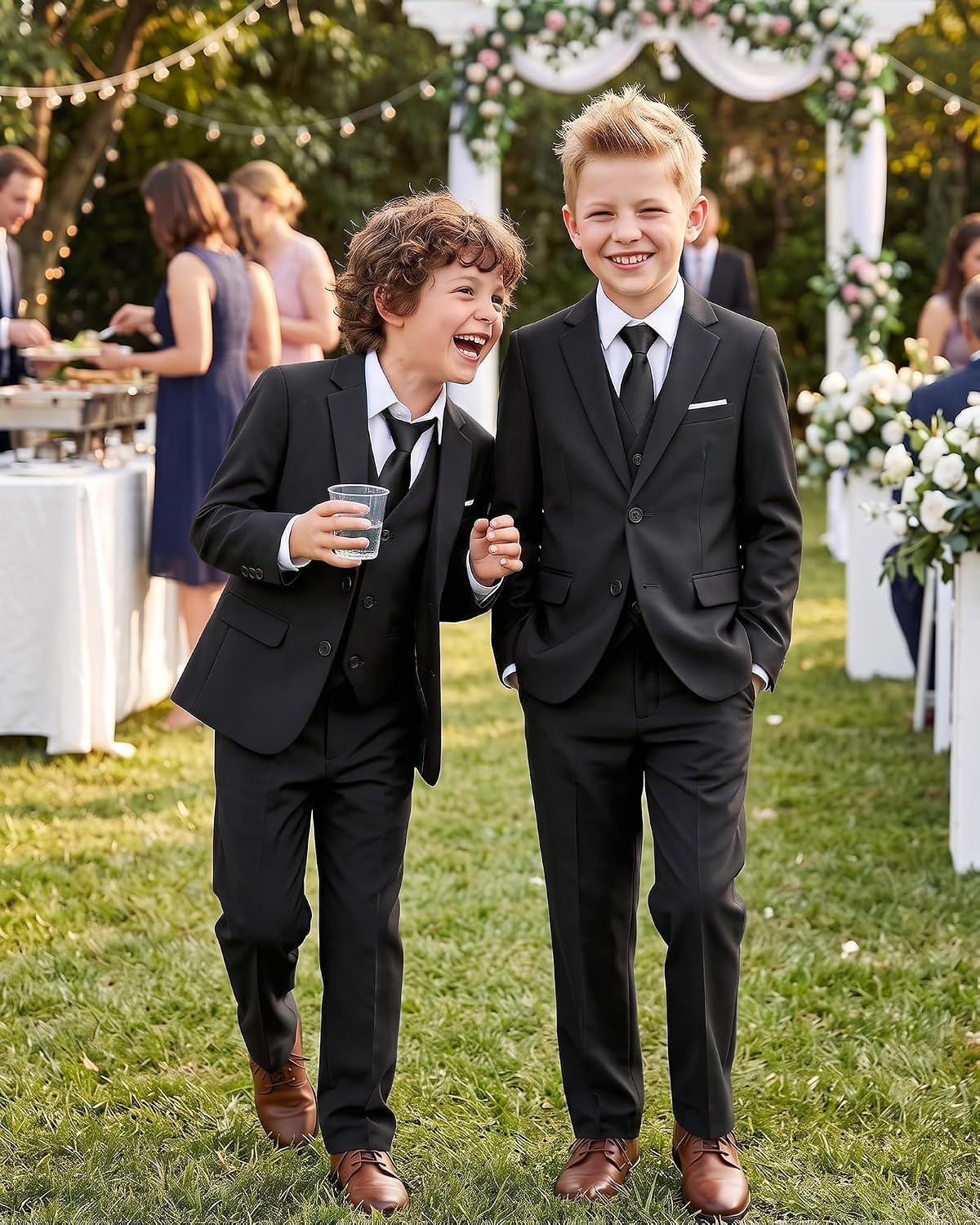 Thumbnail 5 de MAGE MALE Boys' 5-Piece Suit Set, Slim Fit with Suspenders and Adjustable Waist