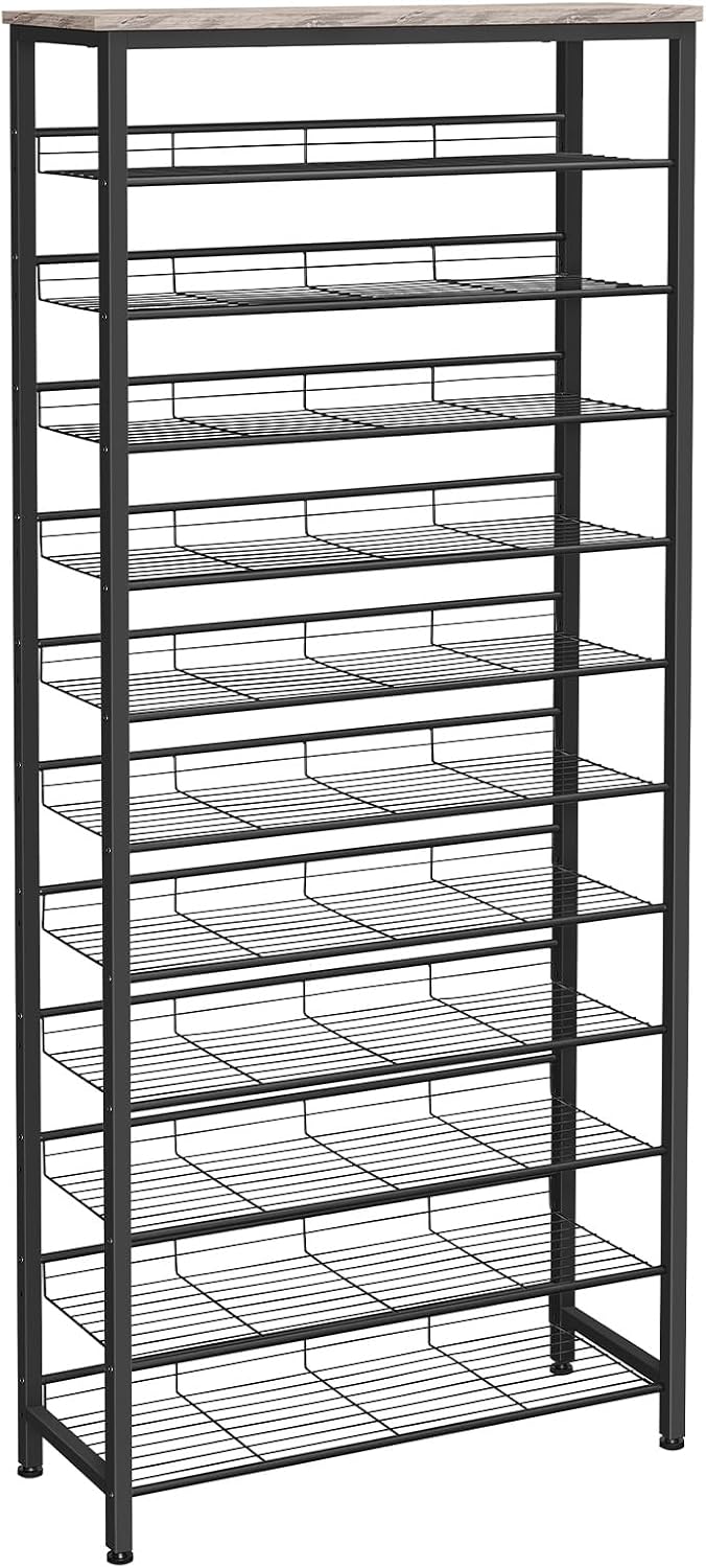 Detalle de HOOBRO BG51XJ01 schoenenrek met 12 niveaus, 44–55 paar, zwart-greige