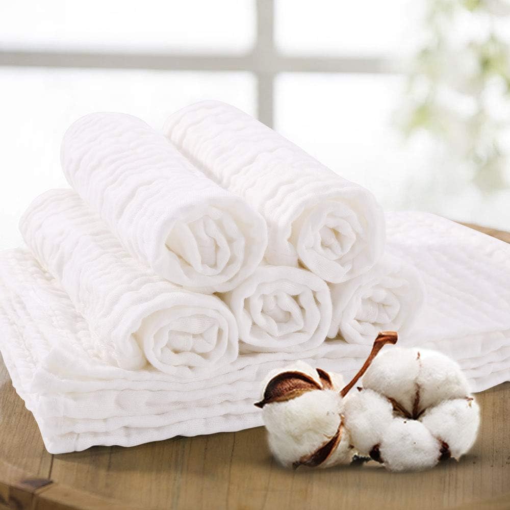 Thumbnail 4 de Yoofoss 10-Pack Muslin Cloths (100% Cotton) 35x50cm White