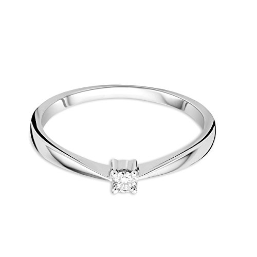 Thumbnail 1 de Orovi Anillo solitario de compromiso para mujer en oro blanco 9K con diamante 0,05 ct
