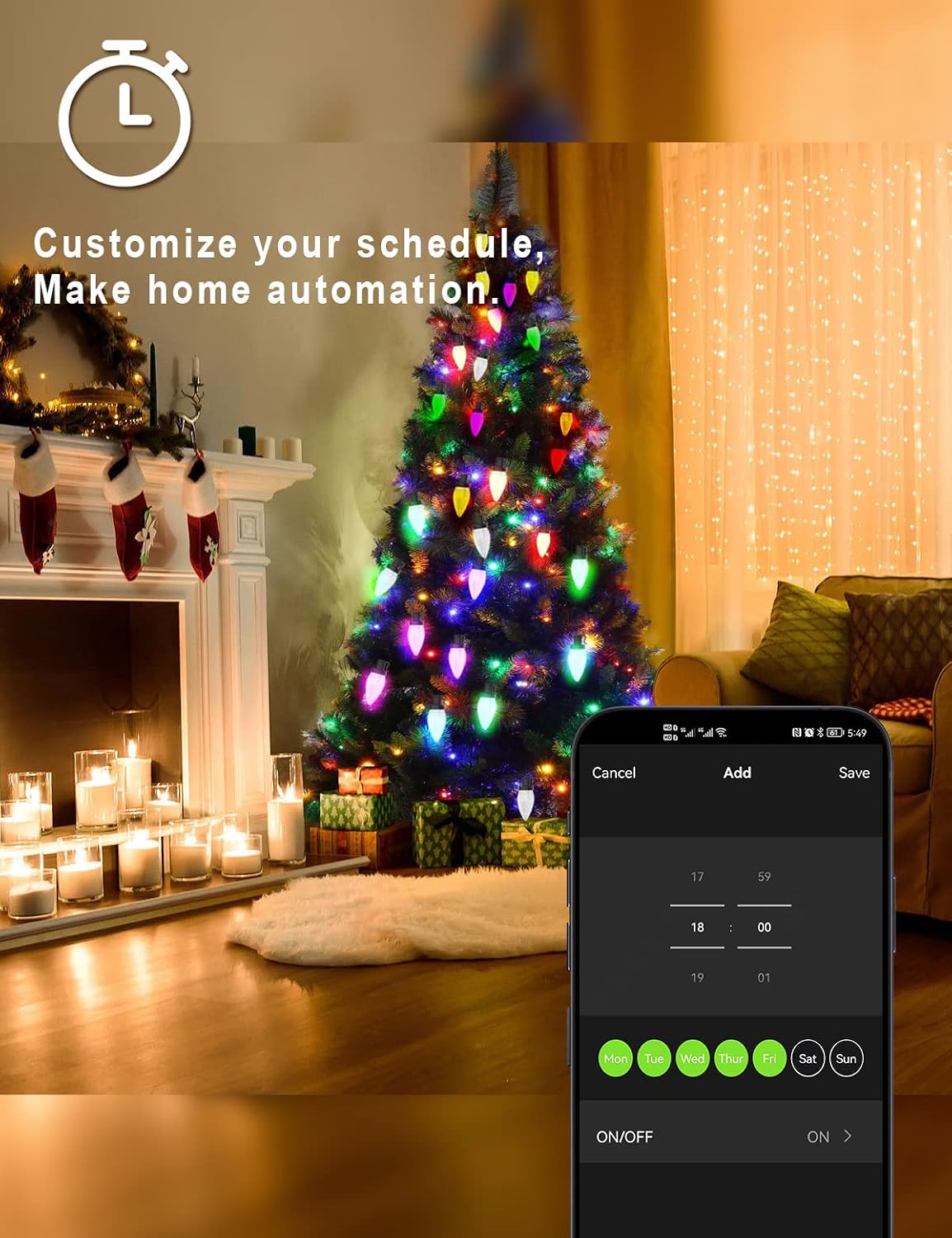 Detalle de RGB C9 Christmas String Lights 100 LED