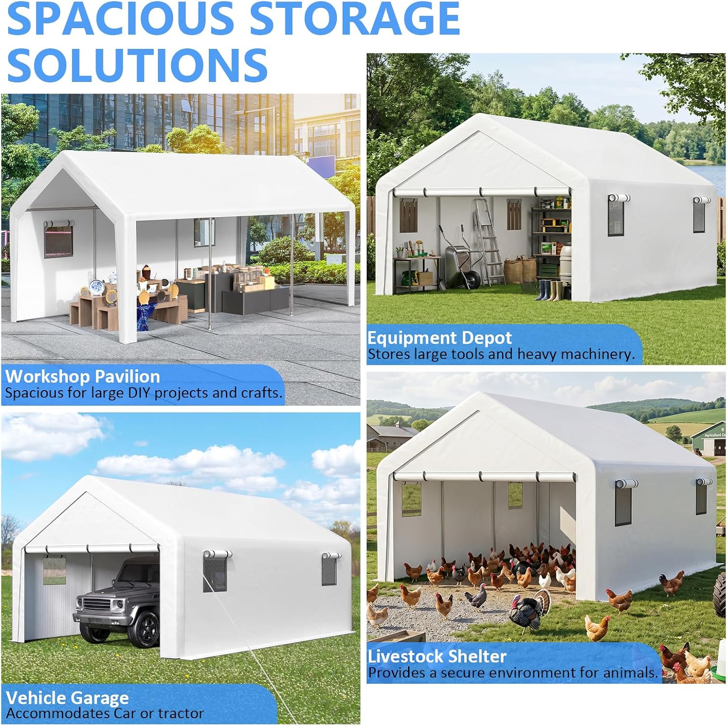 Detalle de Jocoevol Enclosed Carport 13x21 ft