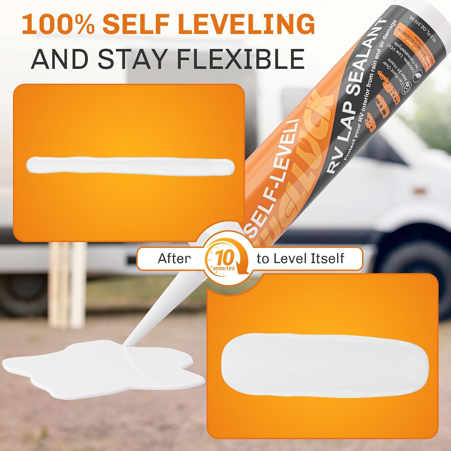 Thumbnail 3 de WELLUCK 12PC Self Leveling RV Roof Sealant Lap for RV Roofs, White