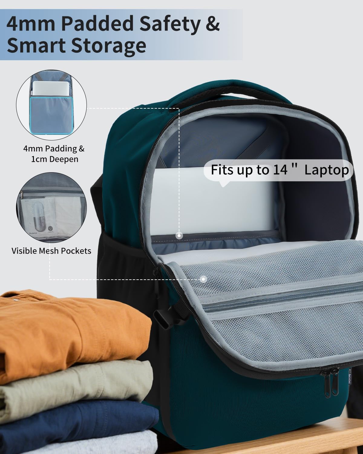 Thumbnail 3 de ECOHUB for Ryanair Cabin Bags 40x20x25: 20L Underseat Travel Backpack with Laptop Compartment