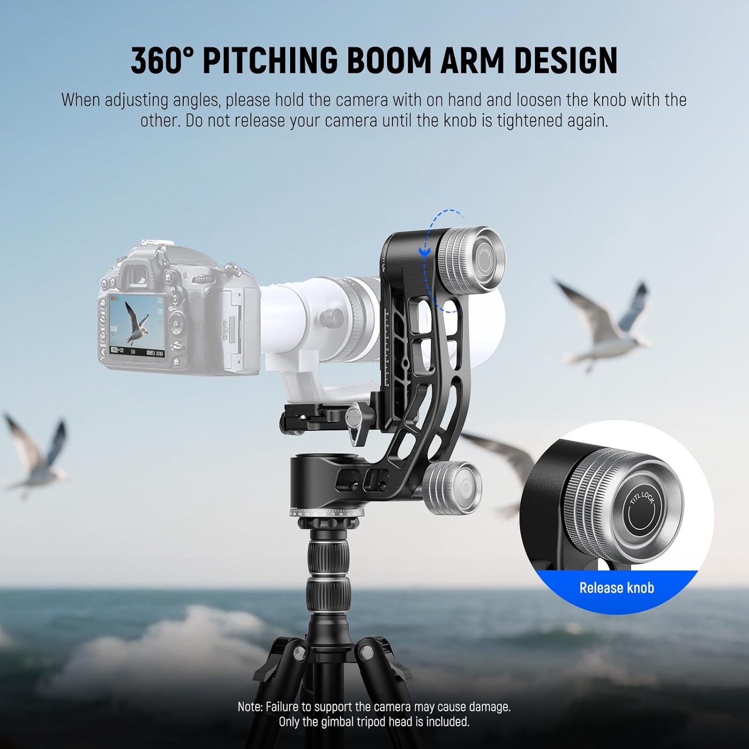 Thumbnail 1 de NEEWER GM102 Testa gimbal per treppiede/monopiede con panoramica 360° e sgancio rapido Arca, carico max 15 kg